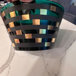 MCM Egizia Italian Art Glass 
Green and Gold Decorative Bowl